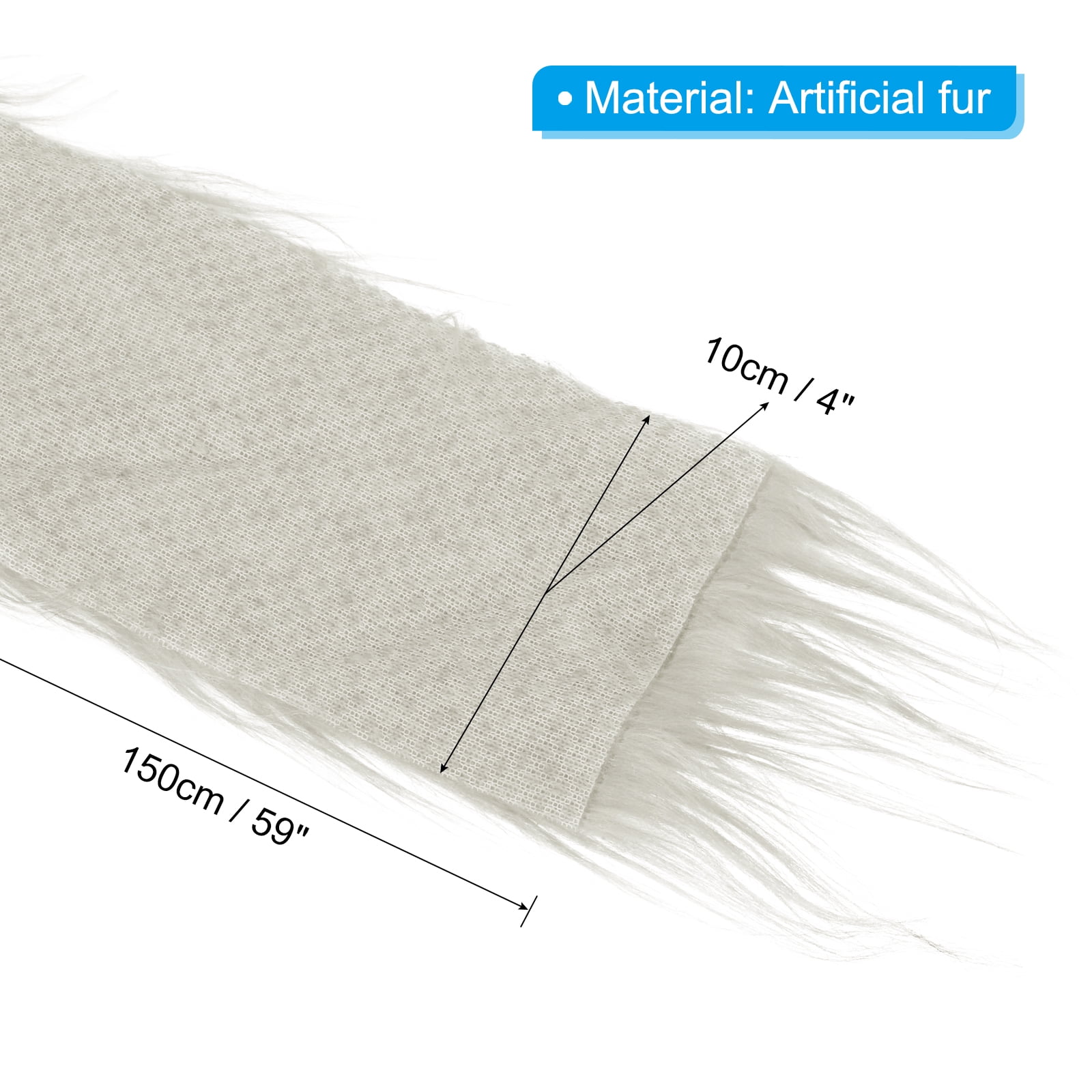 Uxcell Plush Faux Fur Fabric Precut Strips, 59" x 4" Fluffy Faux Fur Ribbon, Grey