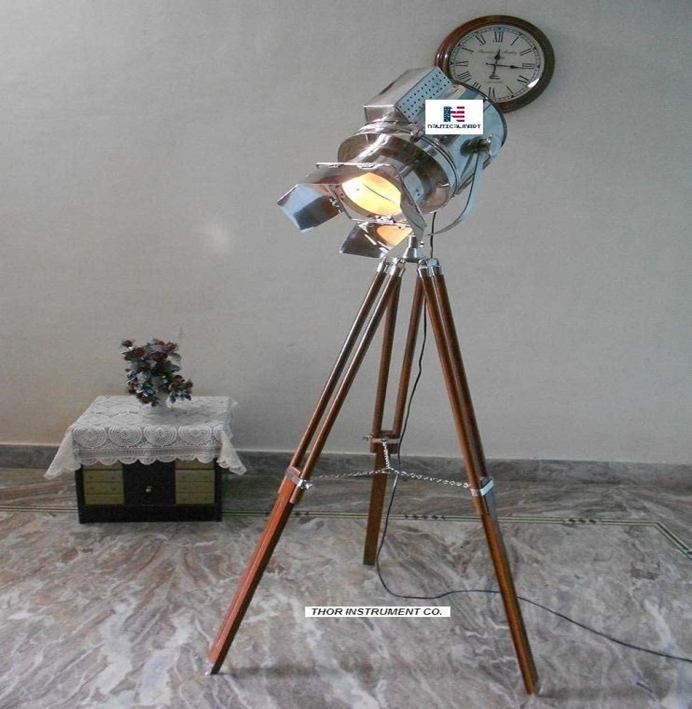 FLOOR LAMP TRIPOD NAUTICAL DESIGNER STUDIO SEARCHLIGHT HOME DECOR SPOT LIGHT 