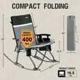 thumbnail image 6 of PORTAL Folding Rocking Camping Chair, Portable Oversized Outdoor Rocker with High Back Hard Armrests, Supports 300 lbs, Grey, 6 of 10