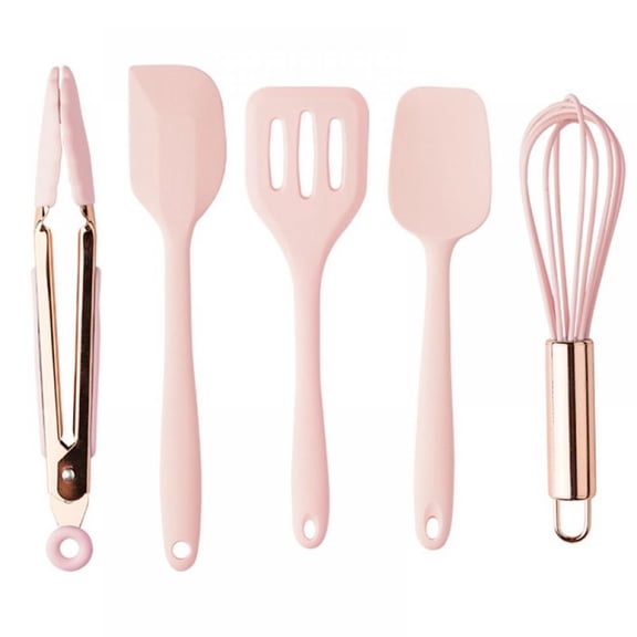 Set of Five Pink and Rose Gold Silicone MINI Kitchen Utensil Set