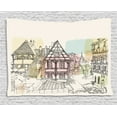 thumbnail image 1 of German Tapestry, Historic Traditional Scene Nuremberg Germany Classical Timber Houses Illustration, Wall Hanging for Bedroom Living Room Dorm Decor, 60W X 40L Inches, Multicolor, by Ambesonne, 1 of 2