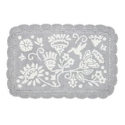 The Pioneer Woman Mazie Two-Color Floral Crochet Soft Silver Cotton Bath Rug, 20" x 32"