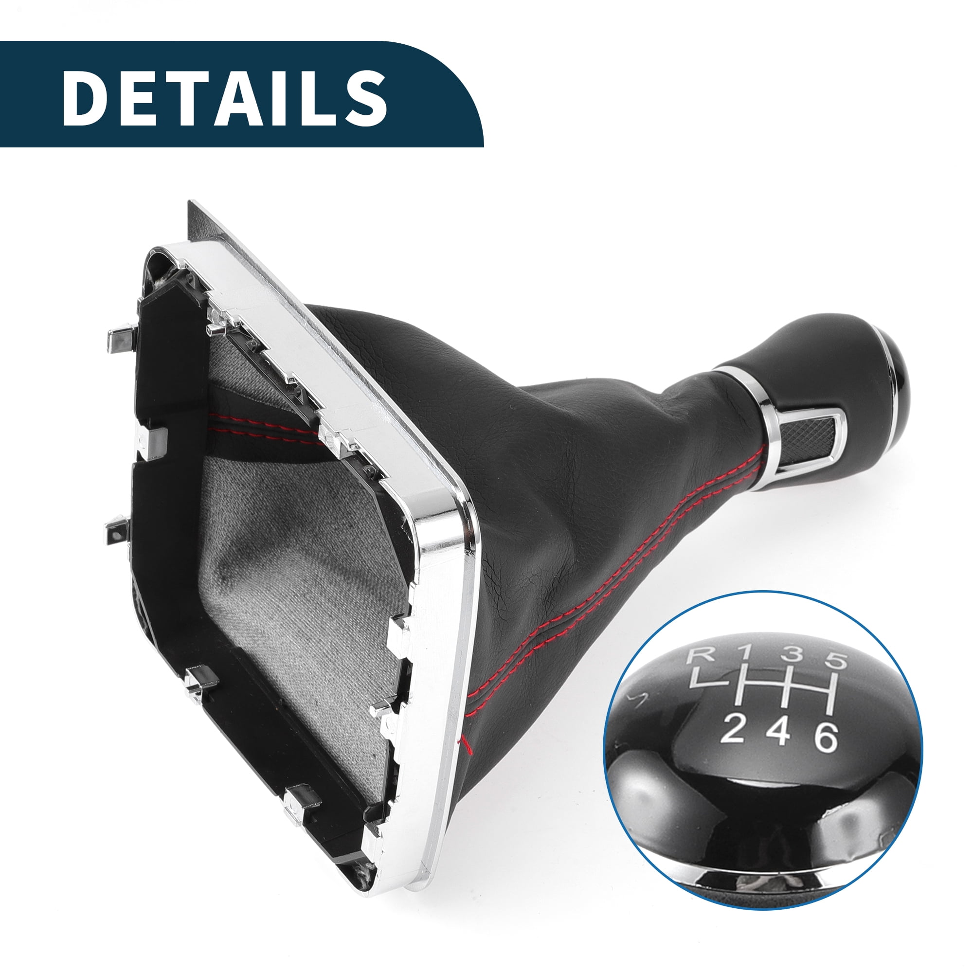 Unique Bargains Gear Shift Knob W/ Cover 6 Speed Manual Stick Shifter Knob for Volkswagen Passat Limo 05-11 Faux Leather