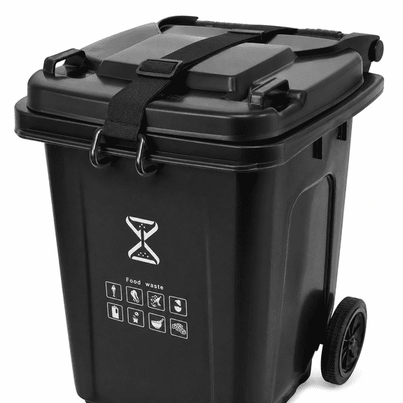 XBQUSVI Trash Can Lid Lock, Animal Proof Bear Proof, Adjustable Strap, 28-96 Gallon Outdoor Bins, 1 Pack, Black