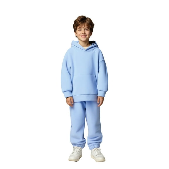 Girls Boys Sweatsuit Set 2 Piece Long Sleeve Light Blue Sweatshirt Leggings Pants Fall Winter Clothes Girls' Clothing Sets1-2 Years Boys Girls Fashion