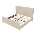 thumbnail image 6 of King Size Corduroy Upholstered Platform Bed Frame with High Headboard and Footboard, King Bed Frame with Vertical Stripe Wingback, No Box Spring Needed, 6 of 8