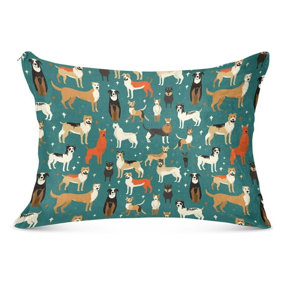 Various Poses Dogs Plush Pillow Cases Standard Size Ultra Soft Warm Pillowcases with Zipper 20"x26"