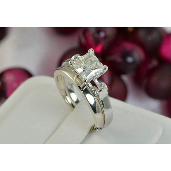2.7ct Princess Cut Bridal Wedding Engagement Ring Diamond Simulated 925 Sterling Silver Anniversary Rings SKU:00168