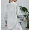 thumbnail image 5 of Womens Striped Button Down Shirts Long Sleeve Tunic Tops Black XL, 5 of 9