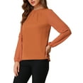 thumbnail image 5 of INSPIRE CHIC Women's Chiffon Blouse Keyhole Neck Patchwork Sleeve Elegant Work Top XL Orange, 5 of 9