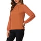 thumbnail image 4 of INSPIRAR CHIC Blusa de gasa para mujer con cuello de ojal, mangas de patchwork, elegante top de trabajo M Naranja, 4 of 8