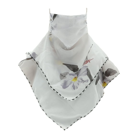 Unique Bargains 1 Pc Neck Gaiter Floral Triangle Earloop Scarf Mask Bandana White