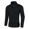 thumbnail image 2 of WREESH Mens Henley Sweaters Quarter Zip Sweatshirt Slim Lightweight Mock Neck Sweater Cotton Knitted Casual Pullover Sweaters Long Sleeve Tops Black, 2 of 4
