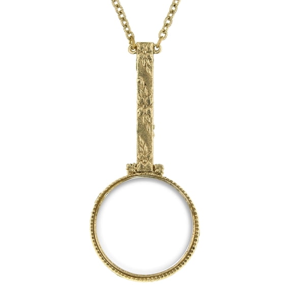 1928 Jewelry Women's Floral Handle Acrylic Magnifier Pendant Necklace 28" - Magnification Power: 2X