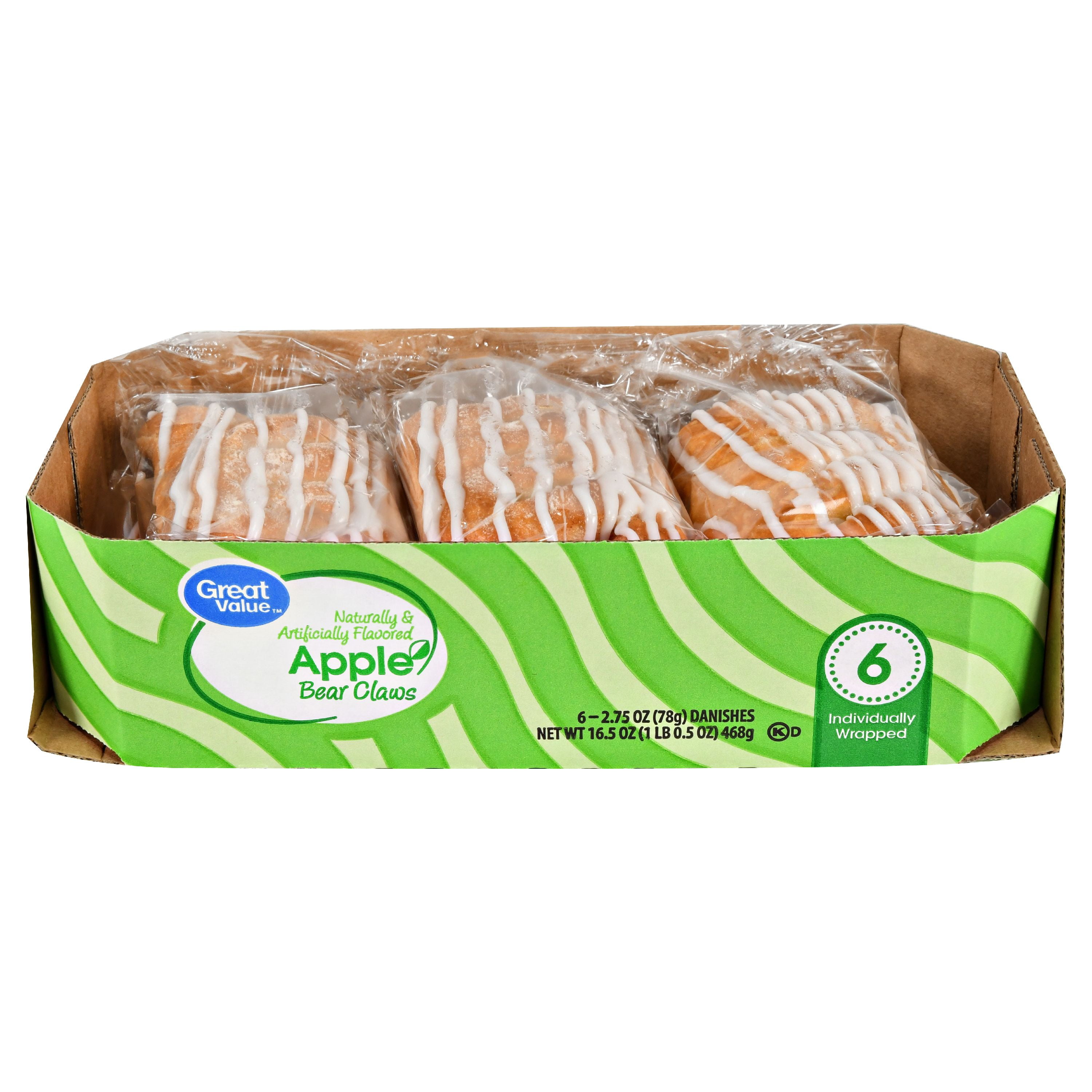 Great Value Apple Bear Claws, 16.5 oz, 6 Count