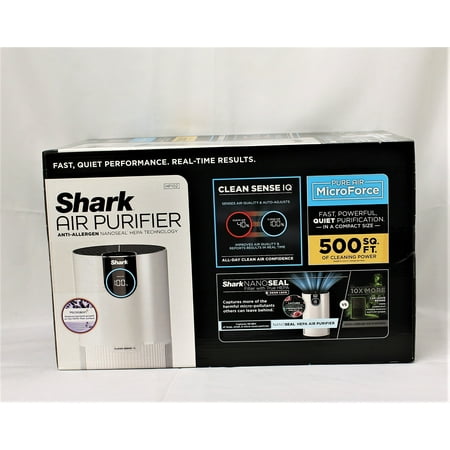 Shark - Clean Sense Air Purifier 500, Clean Sense IQ, NanoSeal True HEPA, 500 sq. ft., Filters 99.9% of allergens, Pro Odor Lock - White