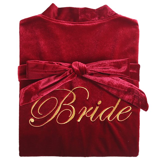 Coofit Wedding Bathrobe Adjustable Breathable Letter Bride Bath Robe Bridal Loungewear