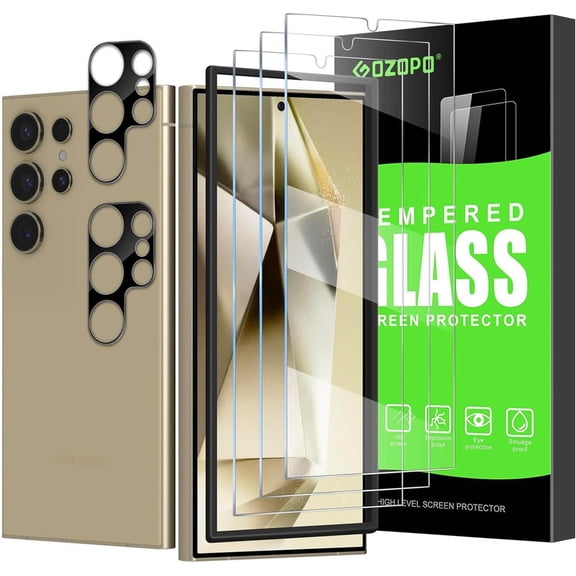 3 2 Pack Tempered Glass Screen Protector for Samsung Galaxy S24 Ultra (Not for S24/S24 /S24 FE) - Ultra HD Clear, Anti-Scratch, Bubble-Free, Easy Installation