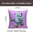 thumbnail image 2 of LALILO Throw Pillow Covers Walking Retro Robot Purple With Robot Cushion Cover 18" x 18", 2 Pack, 2 of 6