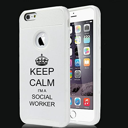 For Apple iPhone 7 Shockproof Impact Hard Soft Case Cover Keep Calm I'm A Social Worker (Best Iphone 7 Case For Construction Workers)