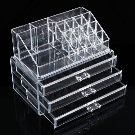 3 Easy Sliding Drawers Acrylic Clear Makeup Case Drawer Cosmetic
