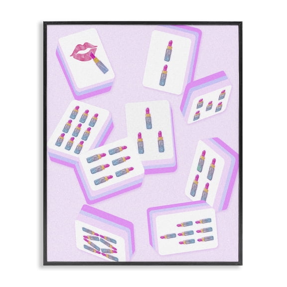 Stupell Industries Art Deco Glam Lipstick Mahjong Tiles Black Framed Giclee Art, 11 x 14, by Ziwei Li