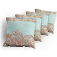 thumbnail image 5 of Ambesonne Floral Throw Pillow Cover 4 Pack, Hand Drawn Retro Paisley, 20", Multicolor, 5 of 7