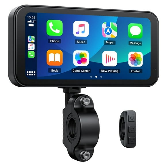 Motorcycle Carplay Screen, Wireless CarPlay & Android Auto with Design Mount 6.25 Inch Touchscreen Navigation Bluetooth,1 x Motorcycle Carplay Screen kit,Black