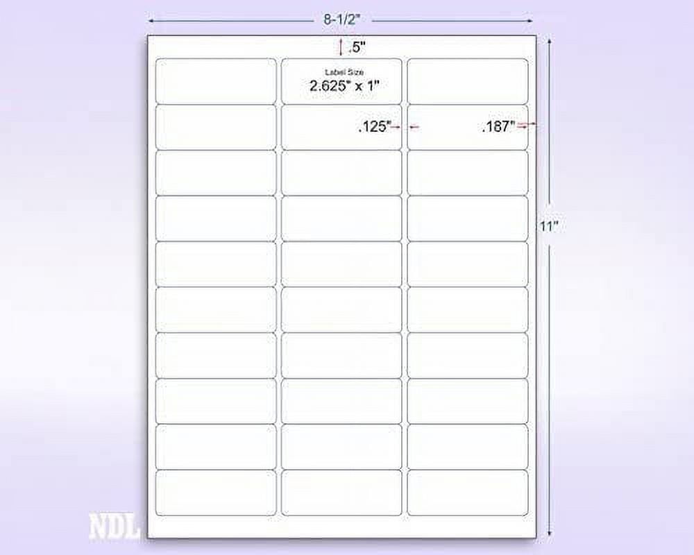 8-1/2 x 11" Neon Color High Light Fluorescent Labels for Laser & Inkjet Printer Green Fluorescent, 1" x 2-5/8" - 30 Per Page  750 Labels