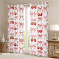 thumbnail image 2 of jejeloiu Pink Cute Bowknot Black Out Curtains,Kawaii Cherry Strawberry Curtains Pack of 2 (42x63 Each),Chic Ribbon Bow Tie Bedroom Curtains For Girls,Microfiber Bedroom Decor, 2 of 6