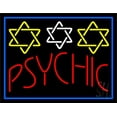 thumbnail image 1 of Blue Psychic With Stars LED Neon Sign 15" Tall x 19" Wide - inches Black Square Cut Acrylic Backing, with Dimmer - Bright and Premium built indoor LED Neon Sign for Storefront., 1 of 7