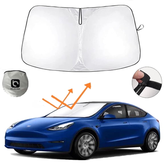 ASTRAEA Car Windshield Sunshade for Tesla Model Y/3, Foldable Car Visor Sun Shade with Mirror Cut-Out, UV Protection Fit for Model 3/Y 2016~2025