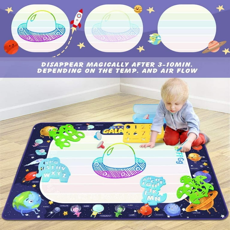 Allaugh Water Drawing Mat 40x28 inch Large Aqua Doodle Mats for Toddlers 2 8 Years Old Water Drawing Painting Mat Blue