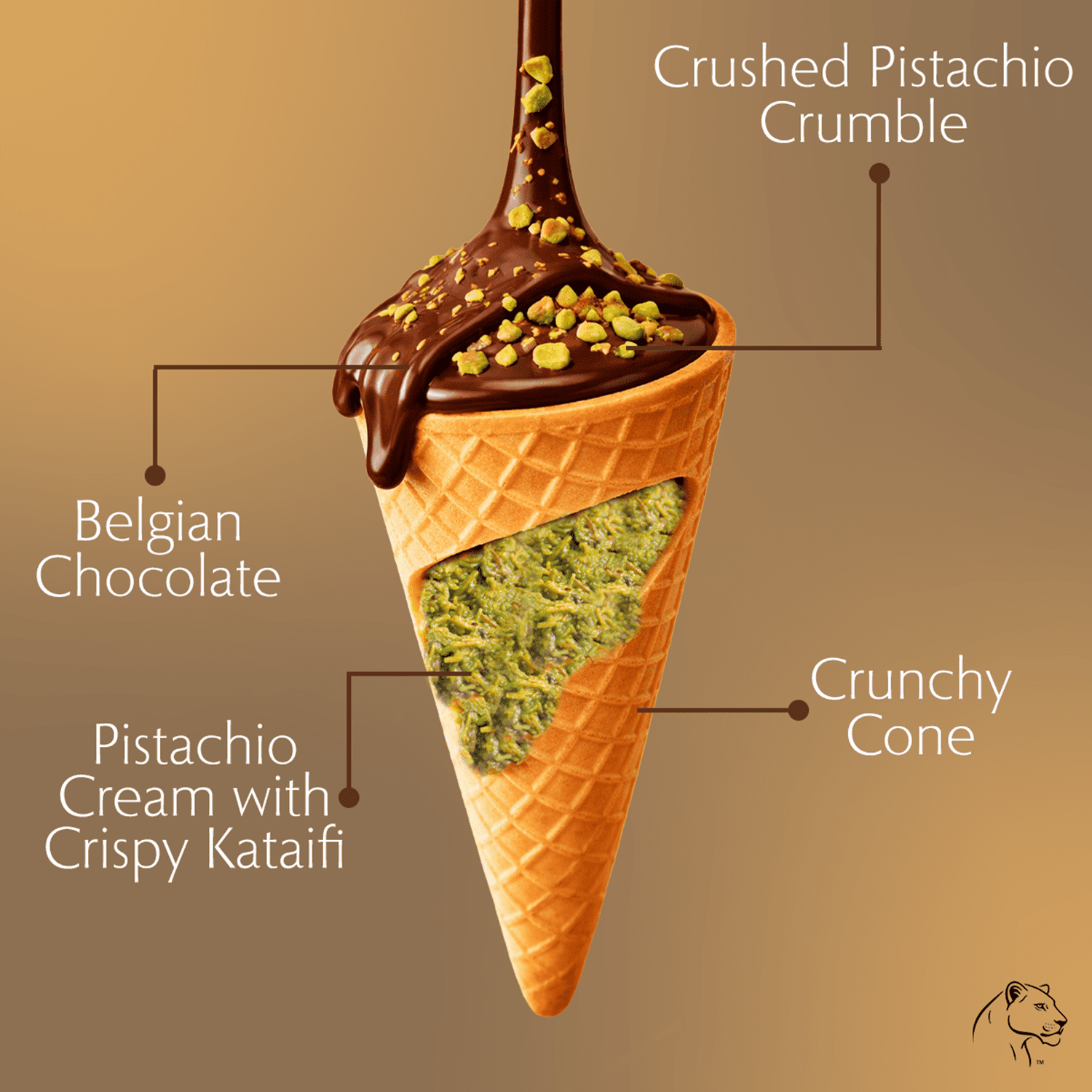 Leonessa Chocolatier Dubai Chocolate Cones, Milk Chocolate with Crispy Kataifi & Pistachio Kunafa Cream, Made with Belgian Chocolate, 4.7 oz Gable Box, 10 Count