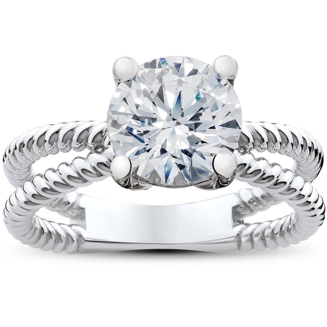 Solitaire Bague de Fiançailles Tressée Lys Sans Pierre Centrale Incluse