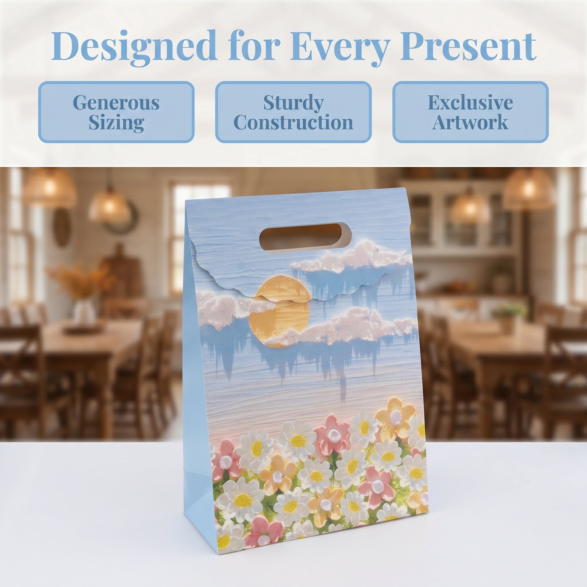 Unique Bargains Thickened Gift Bags with Comfortable Handles Blue 7.5" x 3.5" x 10.6"