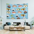 thumbnail image 5 of Cute Sushi Tapestry Wall Hanging Tapestries Happy Colorful Hippie Psychedelic Art Polyester Carpet Wall Decorative for Living Room Bedroom 60x40inch, 5 of 7