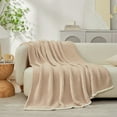 thumbnail image 5 of Snuggle Sac Waffle Knit Throw Blanket Reversible Textured Blanket Fuzzy Microfiber Throw,Beige,50*60", 5 of 5