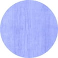 thumbnail image 1 of Ahgly Company Machine Washable Indoor Round Solid Blue Modern Area Rugs, 6' Round, 1 of 4