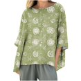 thumbnail image 1 of Chandail à Capuche Oversize pour Femmes, Chandail Imprimé Décontracté à Manches 3/4, Col Rond en Lin, Chandail en Molleton Grande Taille Multicolore, 1 of 5