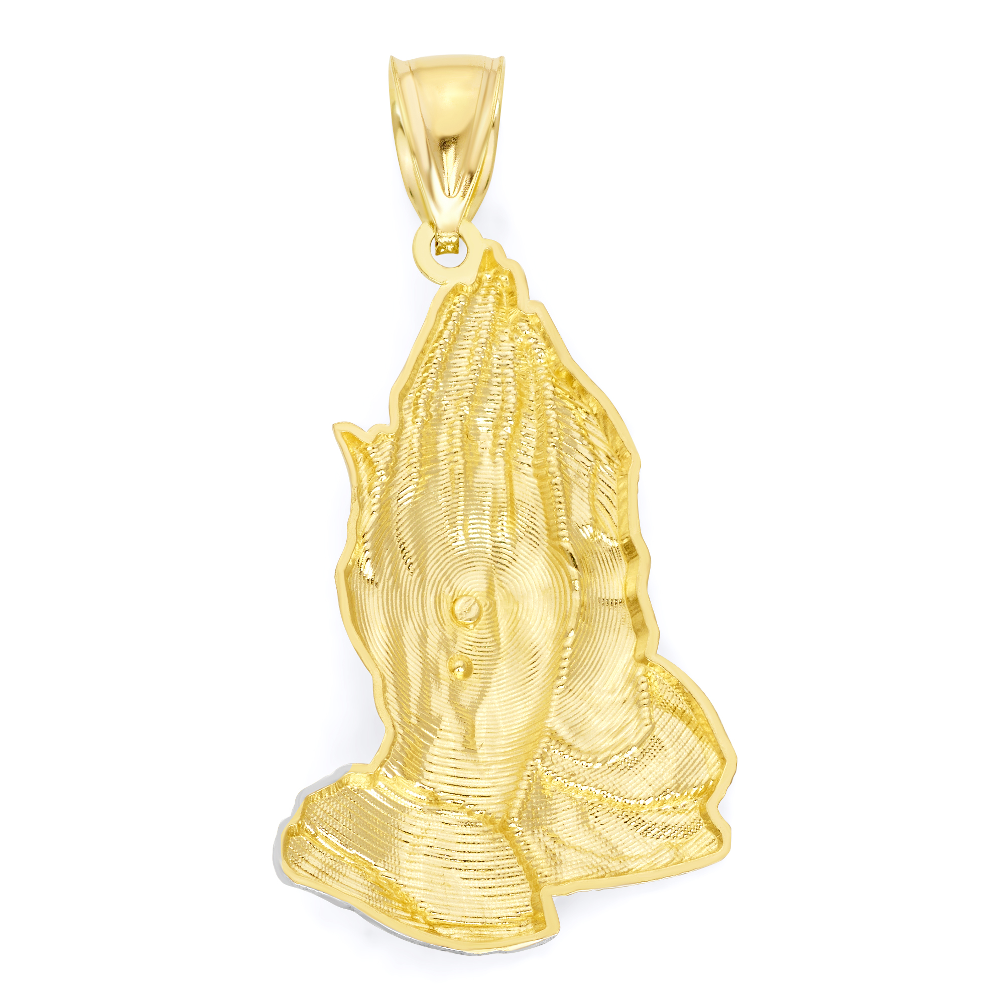 14k Gold Large Praying Hands Pendant, Holy Prayer Jewelry for Him