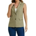 thumbnail image 1 of CHALECO SIN MANGAS INSPIRADOR CHIC para traje de oficina casual de negocios para mujeres, color verde ejército claro, 1 of 5