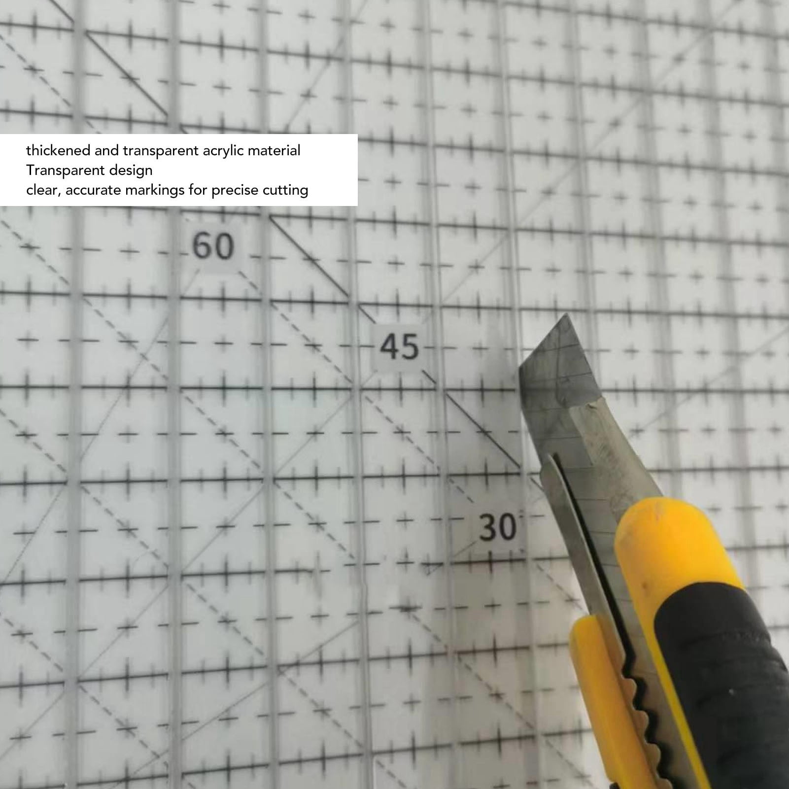 12" Quilting Ruler With Black Grid, Accurate Acrylic For Sewing  Craft Projects