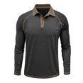 thumbnail image 7 of Mens Long Sleeve Polo Shirts Fashion Casual Raglan Button Polo Tee Collared Golf Shirt Dark Gray XXL, 7 of 7