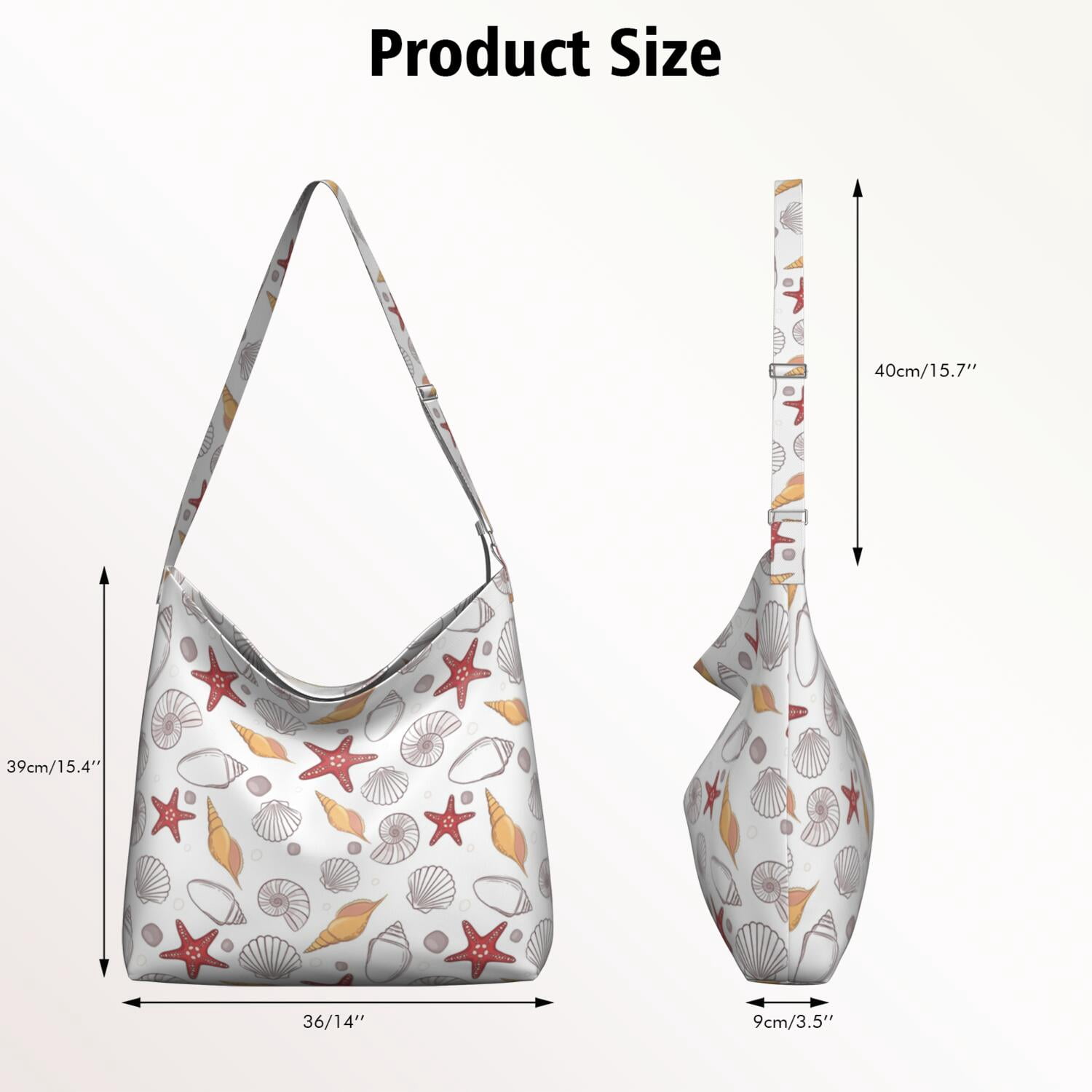 Stylish Large Capacity Sling Tote Bag - Vintage Ocean Theme with Seahorse & Coral Design - Adjustable Strap
