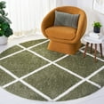 thumbnail image 2 of SAFAVIEH Tahoe Elwyn Trellis Shag Area Rug, 6'7" x 6'7" Round, Sage/White, 2 of 8