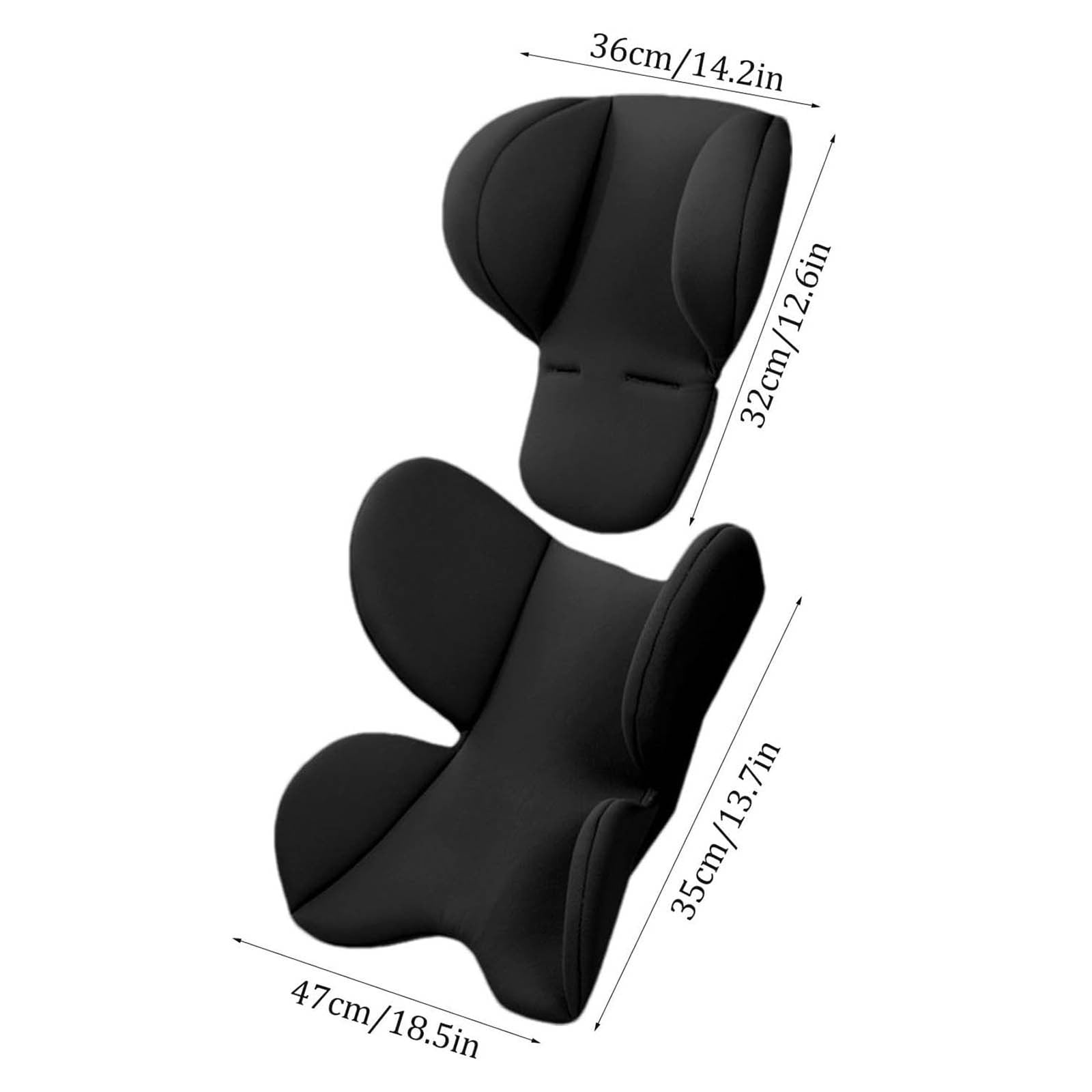 Car Seat Head & Body Support Cushion, Soft Insert Pad for Stroller, Car Seat and Pushchair, Breathable Travel Cushion