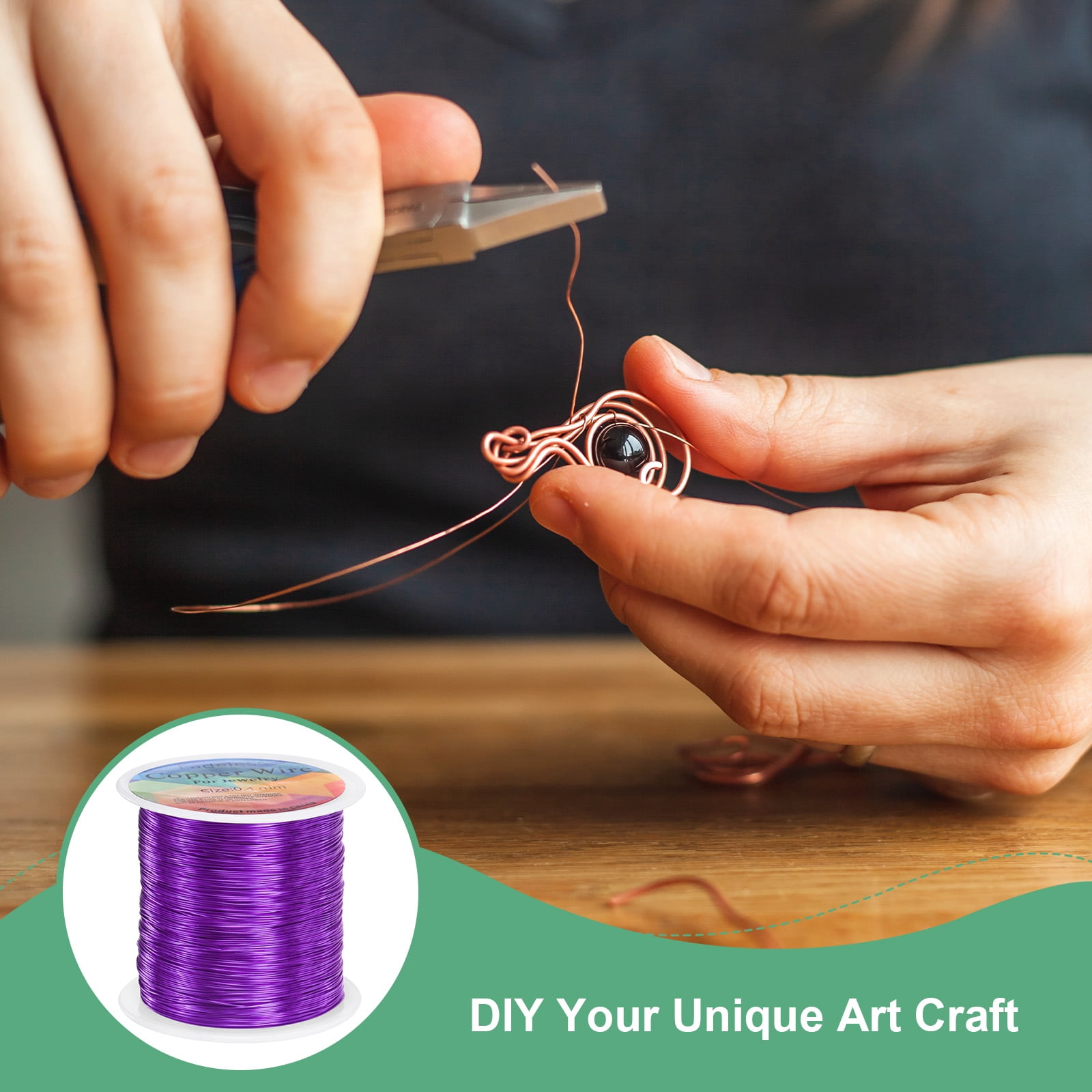 Uxcell 2 Rolls 0.4mm Jewelry Wire 26 Gauge 328FT Copper Beading Wire Jewelry Making Planting Weaving DIY 100M Purple