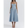thumbnail image 2 of ZAXARRA Robe d'Été Décontractée pour Femmes, Ligne A, Couleur Unie, Sans Manches, Dos Nu, Robe Midi, Mode, Poches Latérales, Coupe Basse, 2 of 5