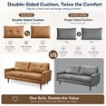 thumbnail image 4 of Koby Home 70" Loveseat Sofa with Wood Frame, Mid Century Modern Couch 2 Seater, Faux Leather Love Seat for Small Spaces Light Brown, 4 of 9